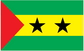 Flag sticker with green field, red triangle, yellow band, and two black stars
