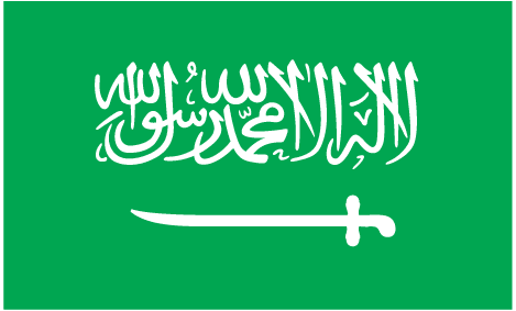 Saudi Arabia flag sticker with Arabic script and sword emblem on green background