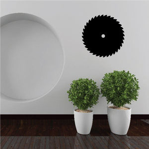 Black saw blade decal with small center dot