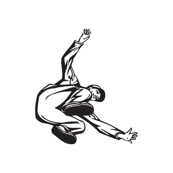 Parkour decal sticker with black line art of a crouching climber reaching upward