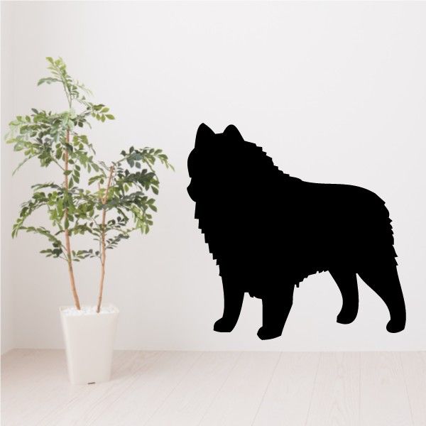 Schipperke dog decal, black silhouette of a standing dog with upright ears