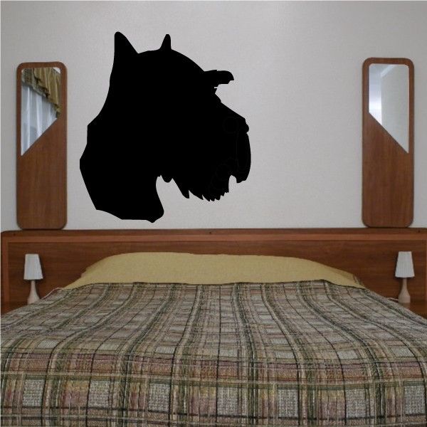 Schnauzer head decal with black dog silhouette in side profile