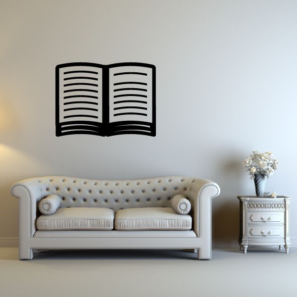 Open book line-art wall decal