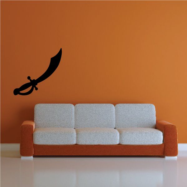 Scimitar decal, black sword silhouette on wall