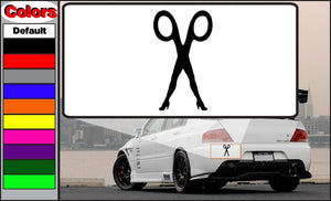 Scissor Sisters decal: black scissors silhouette with stylized legs and heels