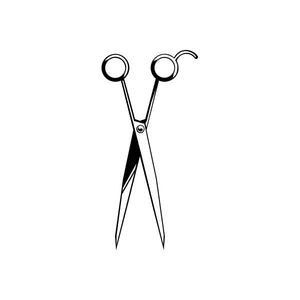 Scissors vinyl decal sticker with black outline and central cutout details