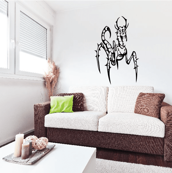 Scorpion Mantis wall decal featuring a black insect-like creature with wings
