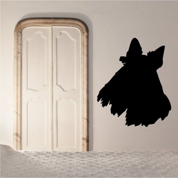 Scottish terrier head decal, black silhouette with pointed ears