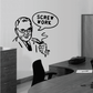 Screw work wall decal with illustrated man and speech bubble design, black