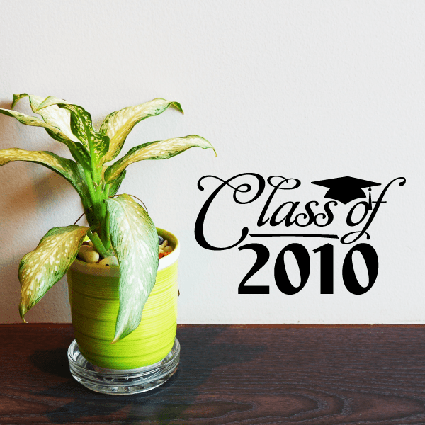 Graduation decal: "Class of 2010" script with mortarboard cap