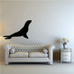 Sitting sea lion vinyl wall decal, black silhouette