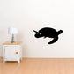 Swimming sea turtle wall decal in solid black silhouette