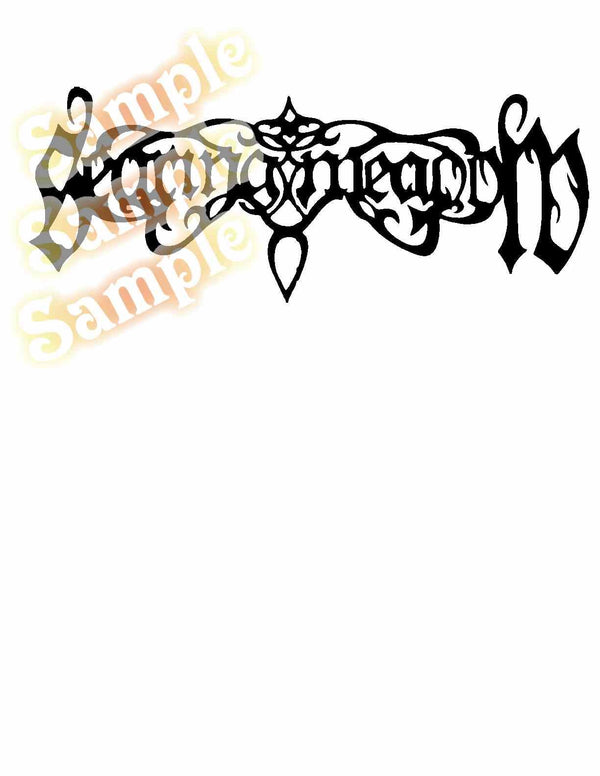 Black ornate typography decal with ribbon bow and heart detail