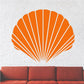 Orange seashell wall decal with white striped shell pattern