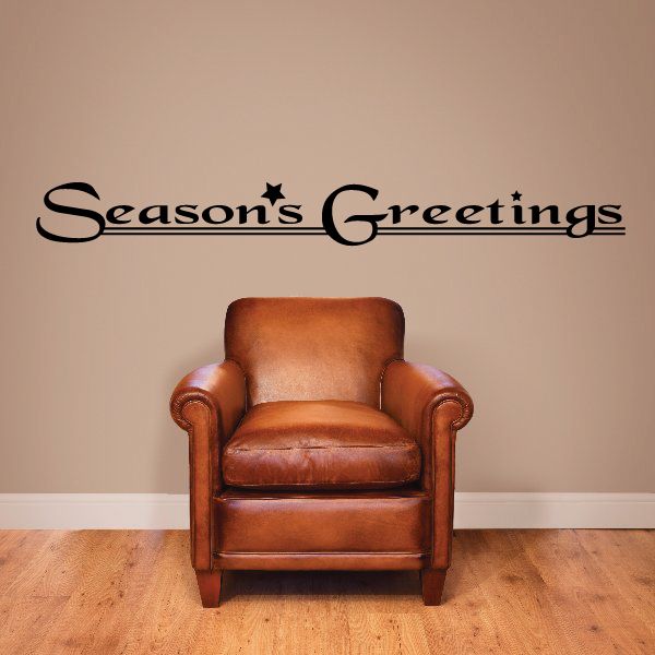 Season's Greetings vinyl wall decal with star accents