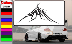 Semeion decal with black line emblem on car trunk