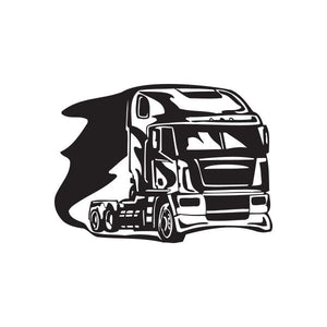 Semi truck wall decal, vinyl sticker with black and white truck graphic