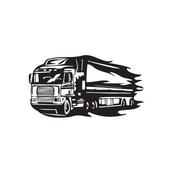 Semi truck vinyl wall decal with black side-view truck graphic