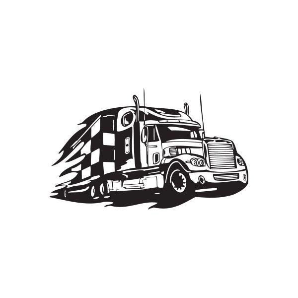 Vinyl semi truck wall decal with black outline semi truck graphic