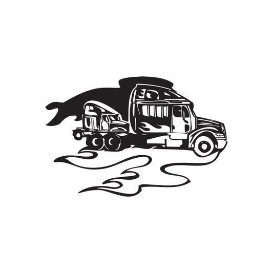 Image of Semi Truck Wall Decal - Vinyl Decal - Car Decal - DC 080