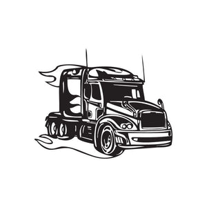 Black semi truck wall decal vinyl, side view DC 088