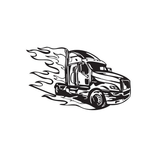 Image of Semi Truck Wall Decal - Vinyl Decal - Car Decal - DC 093