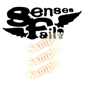 Black wings decal with Senses Fail lettering and skull graphic
