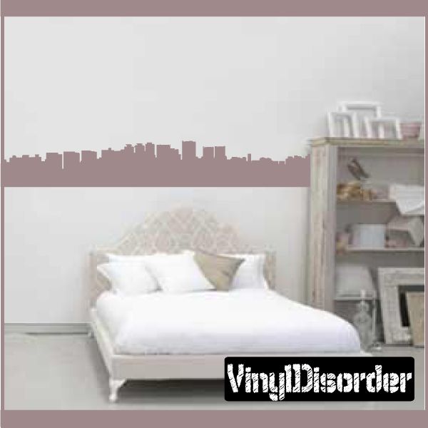 Seoul skyline wall decal with skyline silhouette in muted brown tones