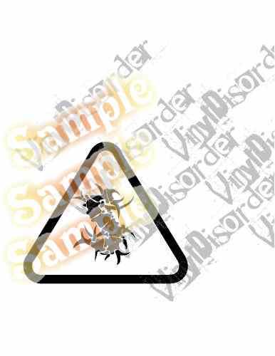 Black triangular decal with detailed central graphic and thin inner border