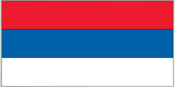 Serbia flag sticker with red, blue, and white horizontal stripes
