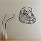Eagle head vinyl decal with detailed black line art, centered on a light surface