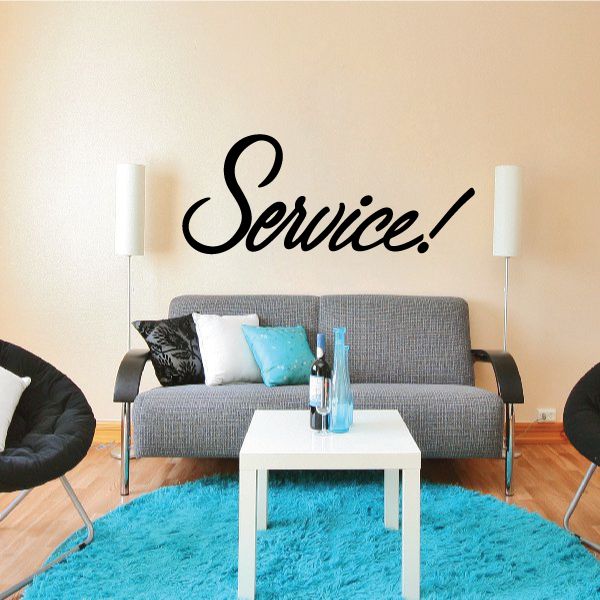 Black 'Service!' script vinyl wall decal
