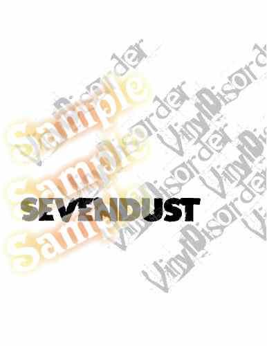 Sevendust bold text decal with black center lettering and yellow highlight