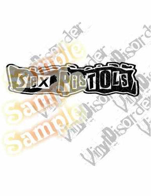 Black and white Sex Pistols straight text vinyl decal