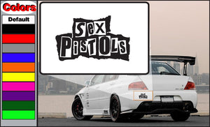 Vinyl decal with distressed 'Sex Pistols' text in black