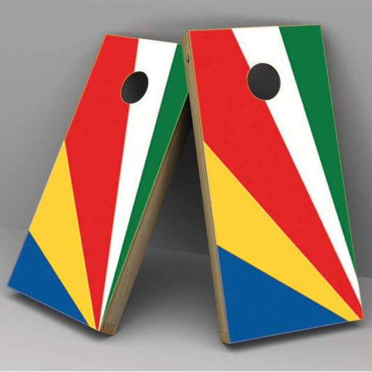 Seychelles Flag Cornhole Board Vinyl Decal Wrap