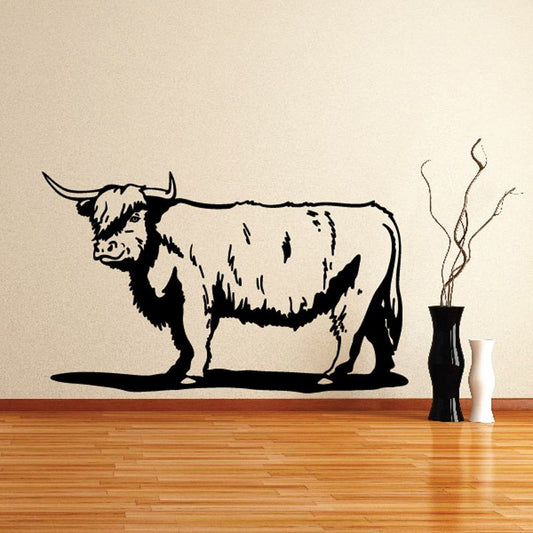 Image of Shaggy Texas Longhorn Cow Cattle Decal