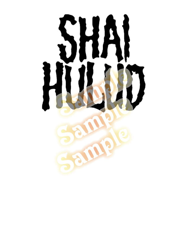 Black stylized text decal reading Shai Hulud