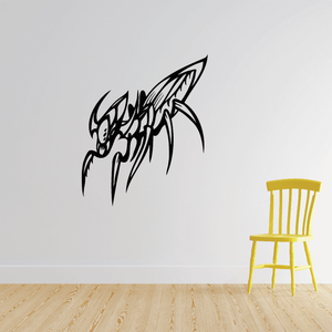 Praying mantis wall decal, black outlined insect design with long claws
