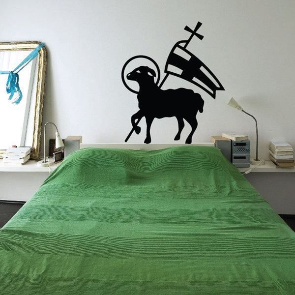 Black sheep and knight flag decal on wall