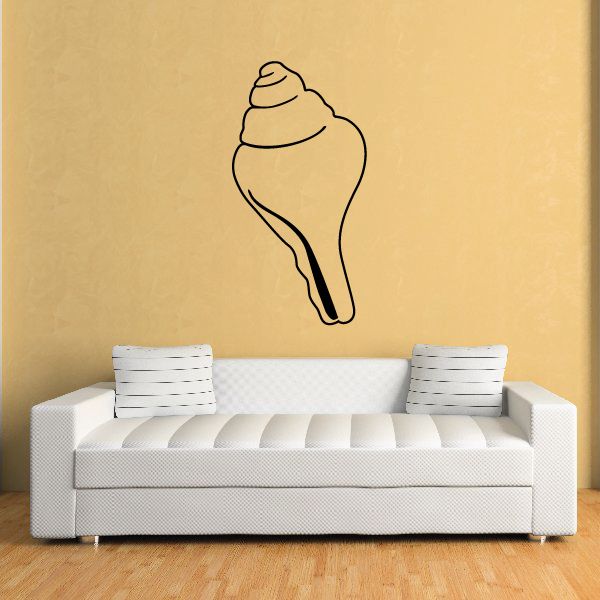 Conch shell wall decal with simple black outline
