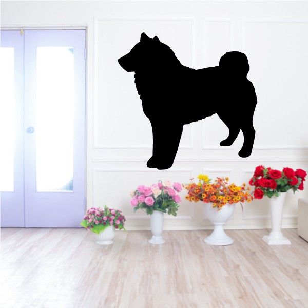 Black Shiba Inu silhouette decal for wall, dog in walking pose