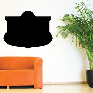 Black vinyl shield crest wall decal with banner shape