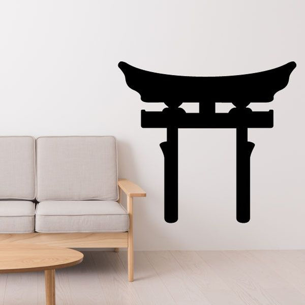 Torii gate wall decal with black Shinto temple gate design