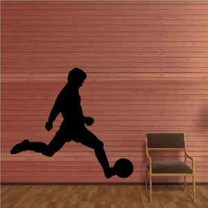 Black shooting soccer player wall decal silhouette