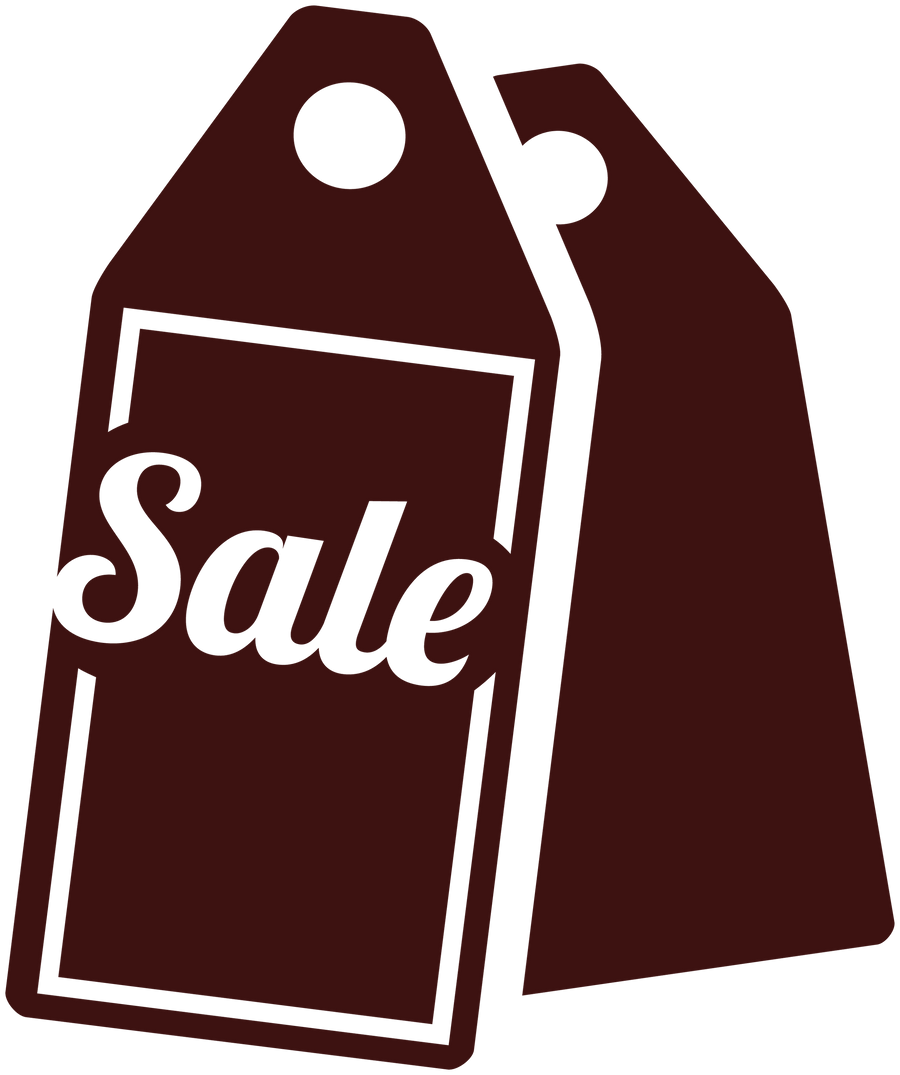 Maroon sale tag decal with price box and Sale text