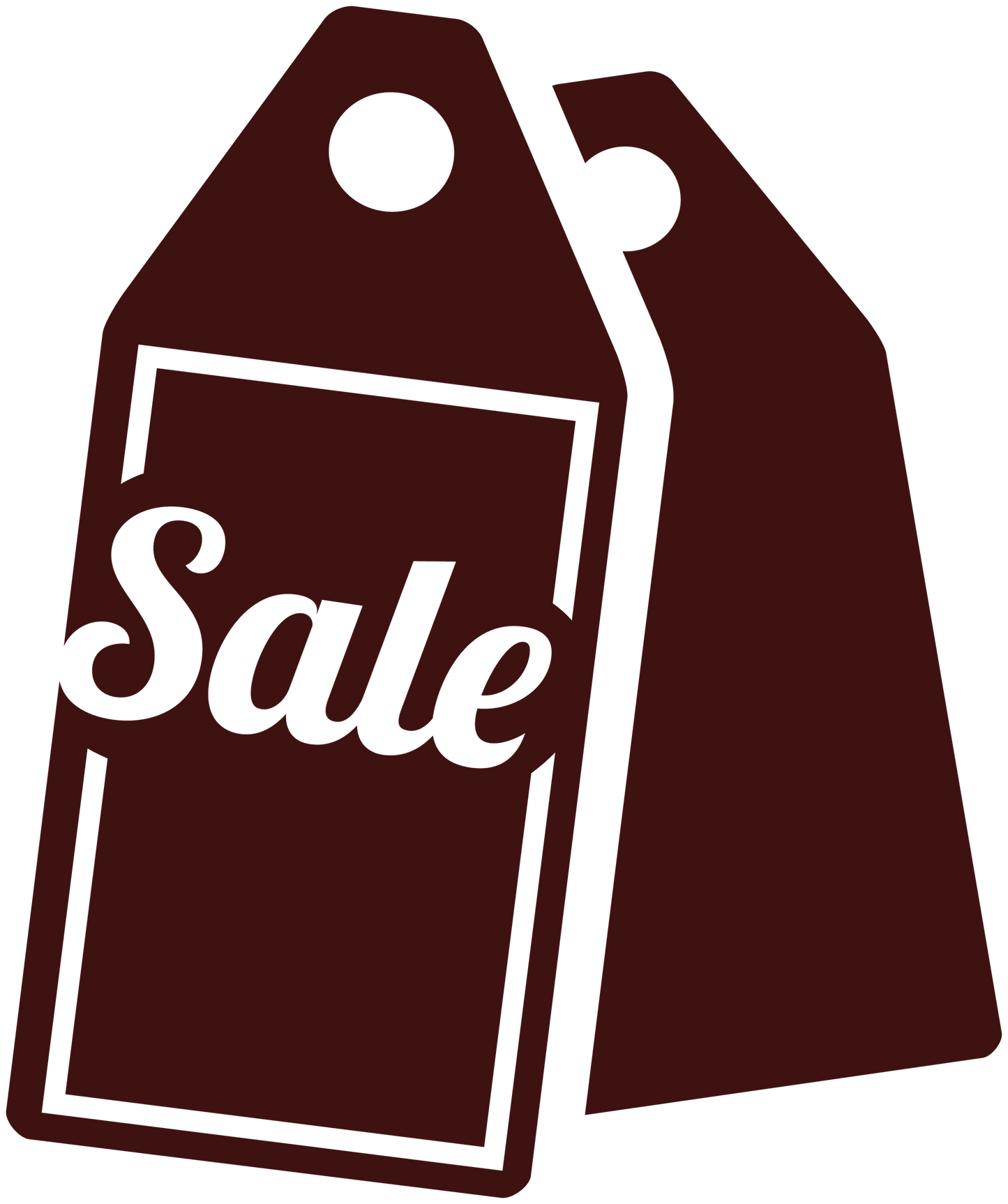 Maroon sale tag decal with price box and Sale text