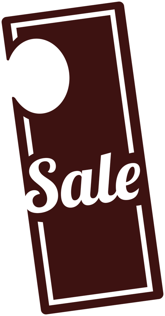 Burgundy sale door hanger decal with large number 5 and 'Sale' text