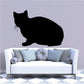 Sitting black cat wall decal with whiskers