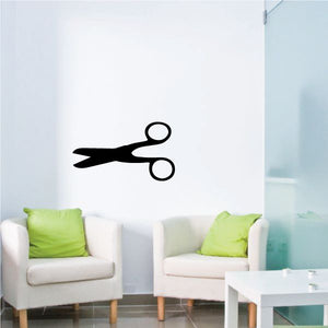 Black scissors wall decal with open ring handles